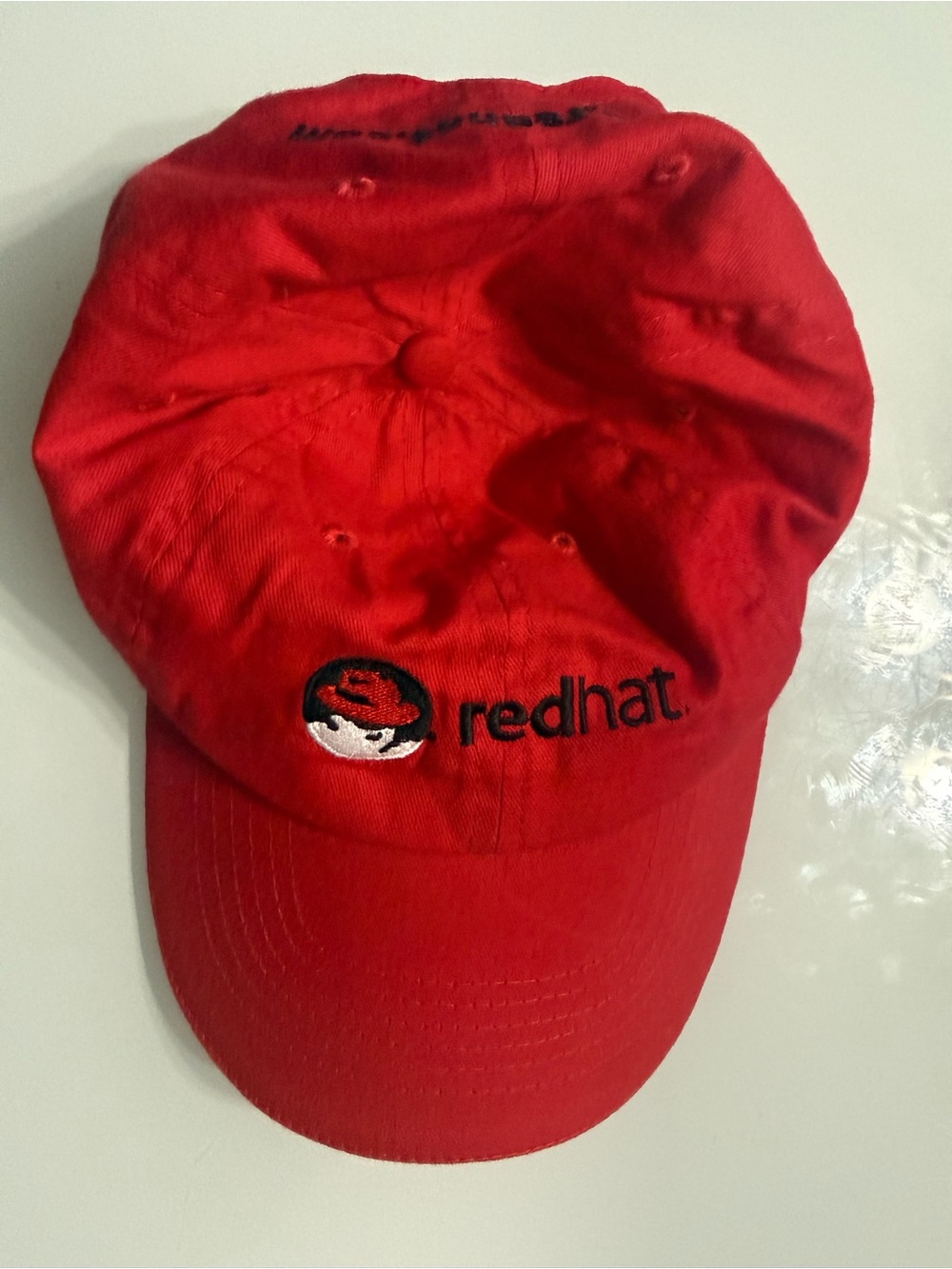 Red Hat Linux Red Baseball Cap Hat Adjustable Open Source Tech Software